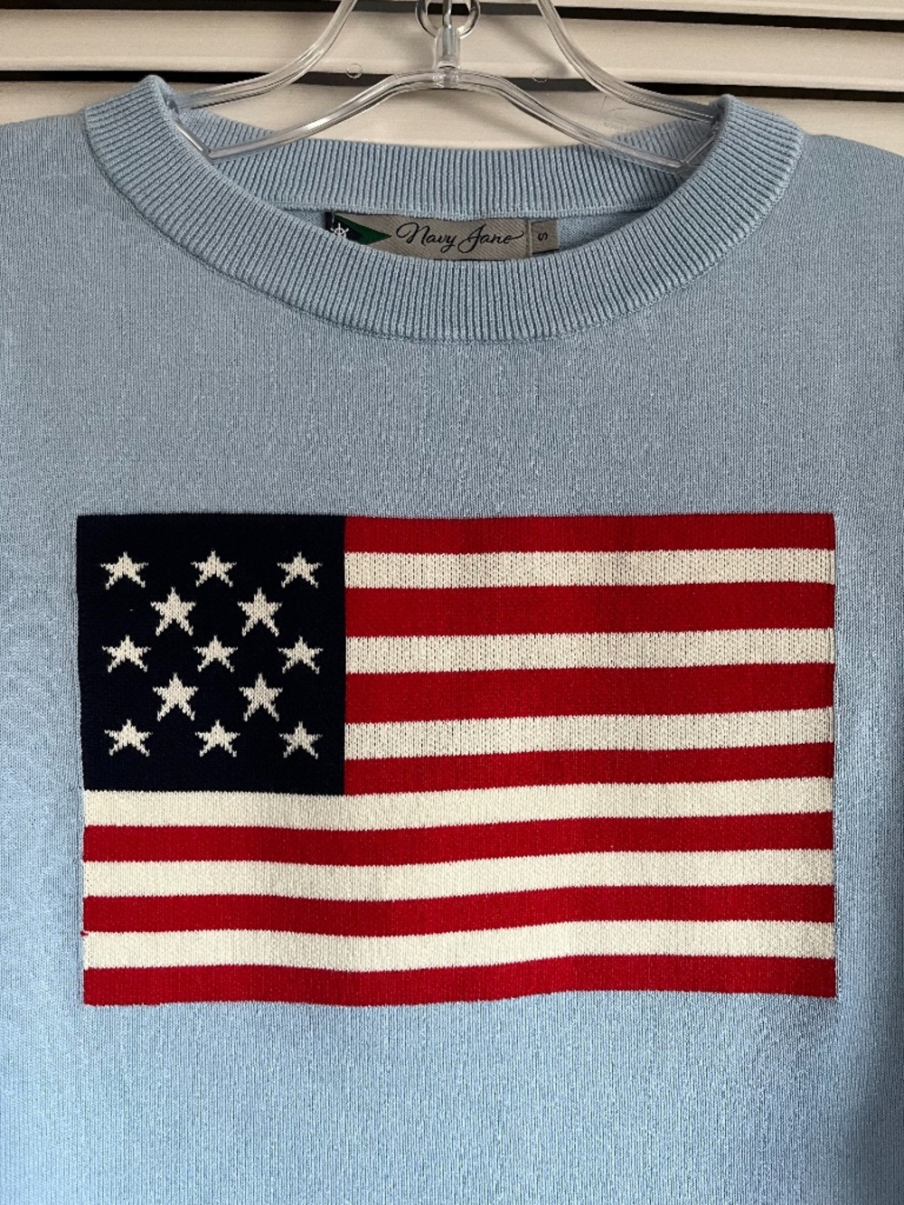 Navy Jane American Flag Sweater Light Blue women’s small - Picture 4 of 9
